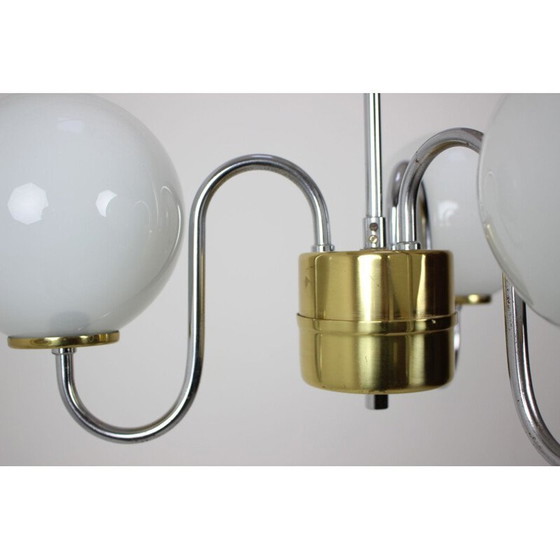 Image 1 of Vintage-Kronleuchter aus Glas und Metall von Lidokov, Tschechoslowakei 1960