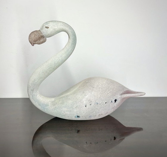 Image 1 of Großer Flamingo Rosa Muranoglas Scavo Antik