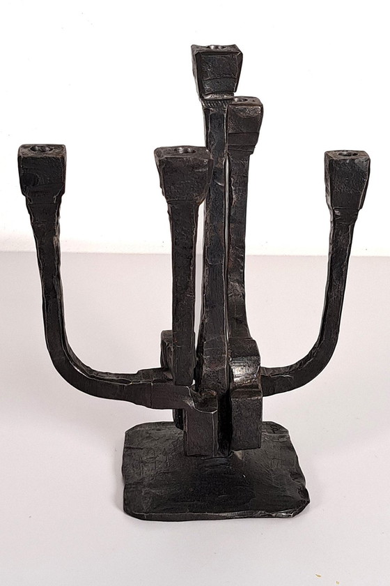 Image 1 of Brutalistischer 5-armiger Kandelaber aus Metall