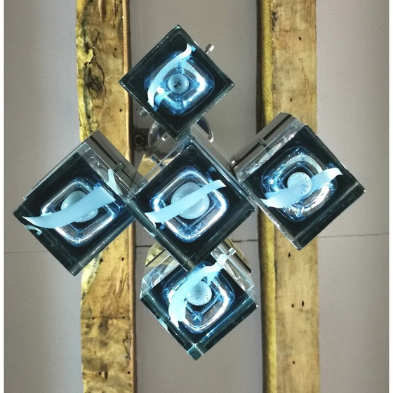 Image 1 of Vintage Space Age Cubico-Kronleuchter von Gaetano Sciolari, 1970er Jahre