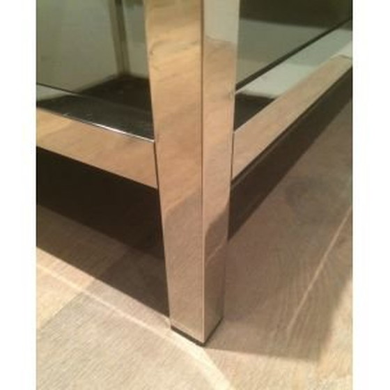 Image 1 of 2 verchromte Beistelltische mit Bronzespiegeln, 1970