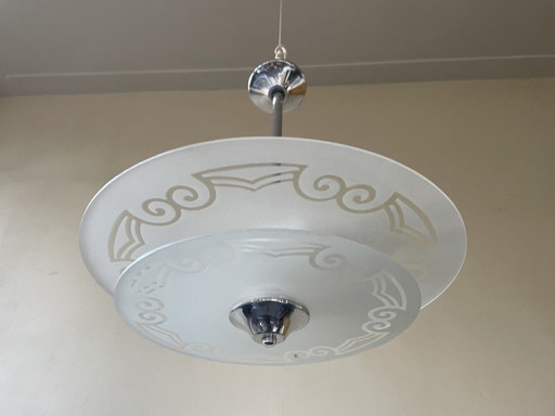 Separate Hängeleuchte Scheibenlampe Art Deco 1930er Jahre Französisch