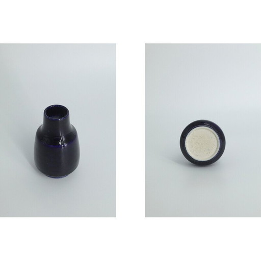 Vintage-Sammelvase aus dunkelmarineblauem Steinzeug von Gunnar Borg für Höganäs Keramik, Schweden 1960