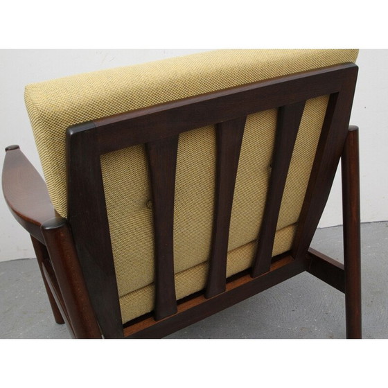 Image 1 of Mid Century Sessel aus Nussbaumholz in Gelb - 1960er Jahre