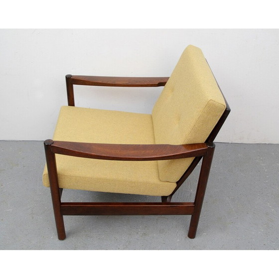 Image 1 of Mid Century Sessel aus Nussbaumholz in Gelb - 1960er Jahre