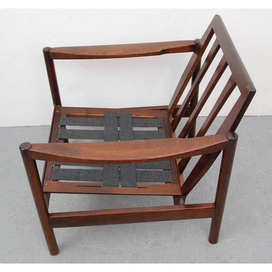 Image 1 of Mid Century Sessel aus Nussbaumholz in Gelb - 1960er Jahre