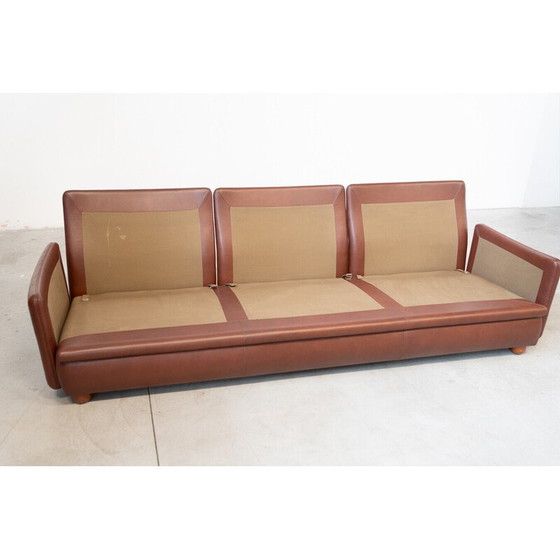 Image 1 of Vintage-Wohnzimmergarnitur aus Buchenholz und Leder, Italien 1990