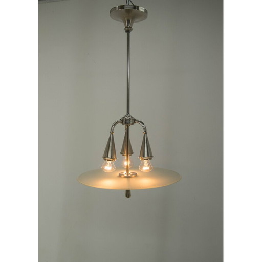 Vernickelter Art-Déco-Kronleuchter, Jahrgang 1920