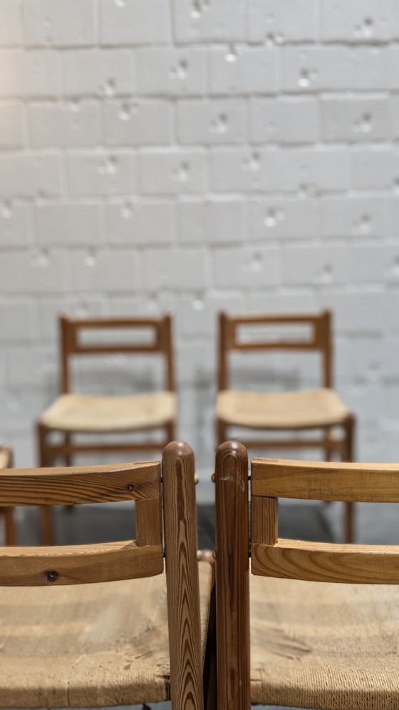 Image 1 of Brutalistische Stühle aus Kiefernholz und Papierkordel