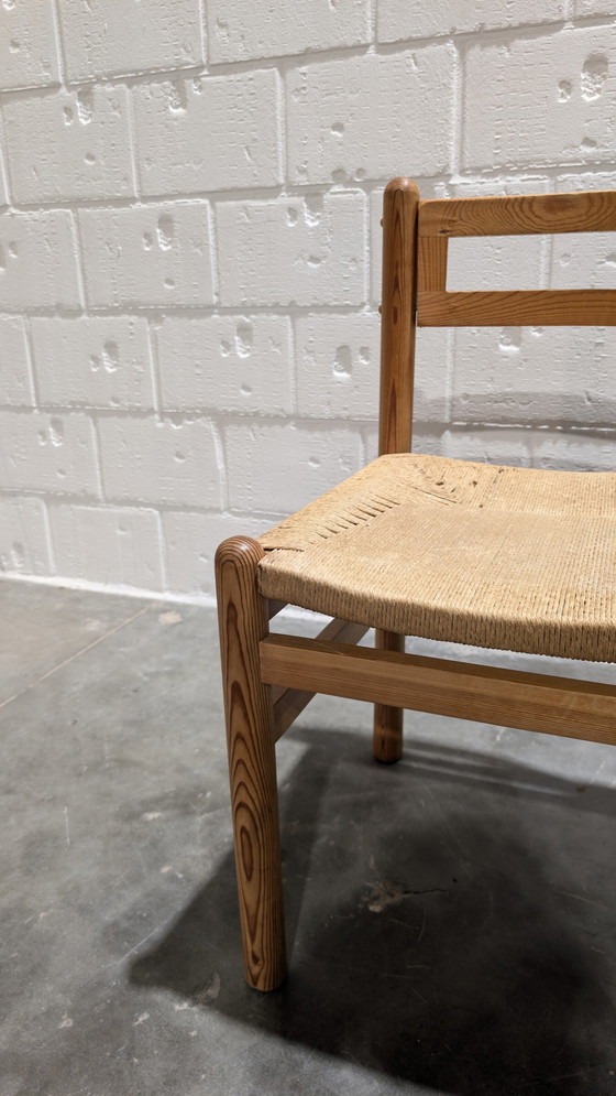 Image 1 of Brutalistische Stühle aus Kiefernholz und Papierkordel