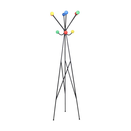 Vintage XL Atomic Standing Coat rack Roger Feraud Design Farbige Kugeln 186cm