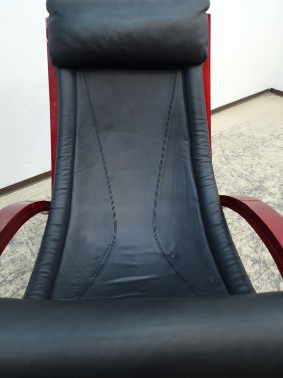 Image 1 of Poltronova Sgarsul Schaukelstuhl Designer Sessel Ledersessel Vintage Rarität 