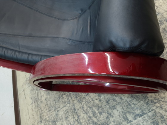 Image 1 of Poltronova Sgarsul Schaukelstuhl Designer Sessel Ledersessel Vintage Rarität 