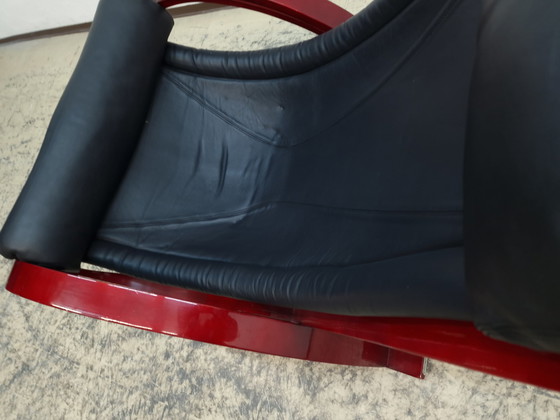 Image 1 of Poltronova Sgarsul Schaukelstuhl Designer Sessel Ledersessel Vintage Rarität 