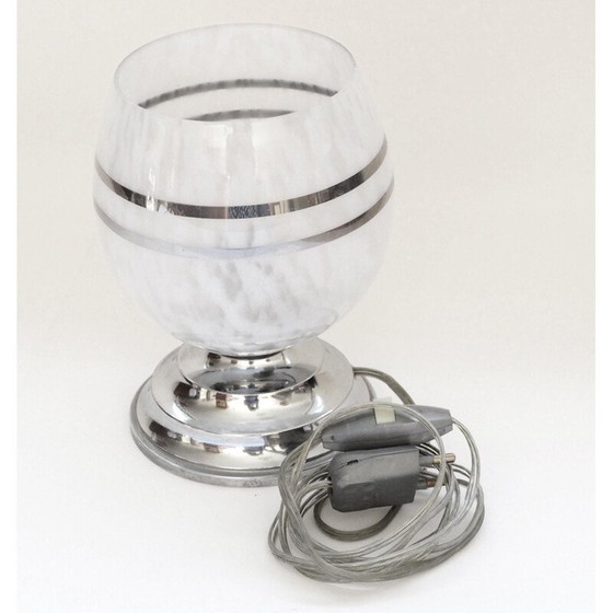 Image 1 of Vintage-Lampe aus Klischeeglas mit silbernen Netzen