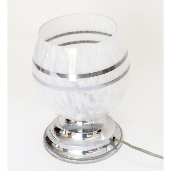 Image 1 of Vintage-Lampe aus Klischeeglas mit silbernen Netzen