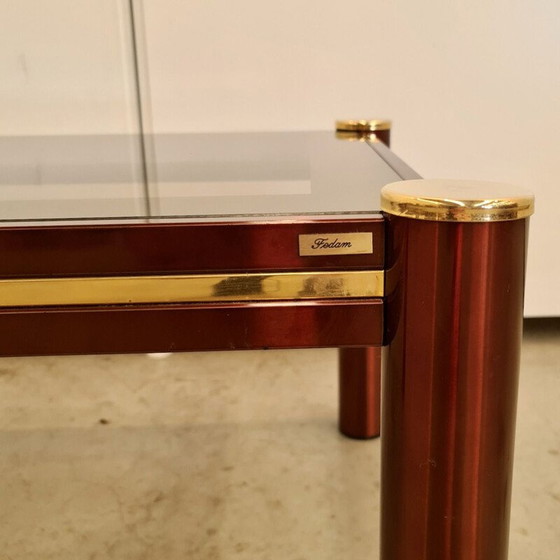Image 1 of Vintage Fedam Salontisch in Burgund und Gold