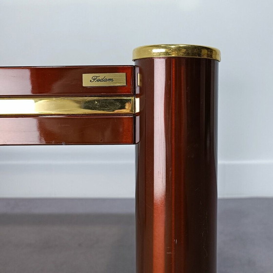Image 1 of Vintage Fedam Salontisch in Burgund und Gold