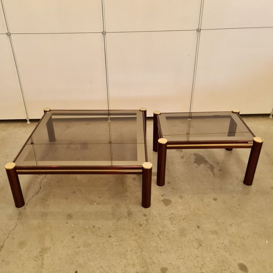 Image 1 of Vintage Fedam Salontisch in Burgund und Gold