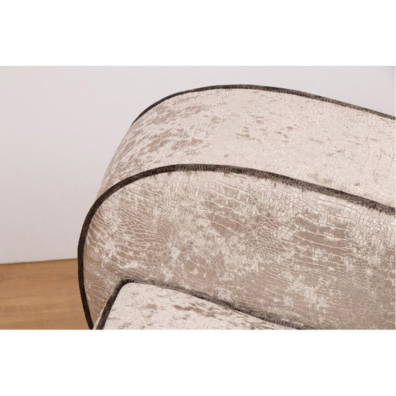 Image 1 of Vintage-Lounge-Set in silbernem Stoff mit 1 Sofa und 2 Sesseln