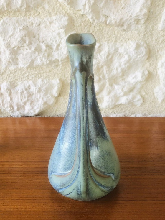 Image 1 of  Jugendstil, geflammtes Steingut Likörservice von Denbac, 7-teilig