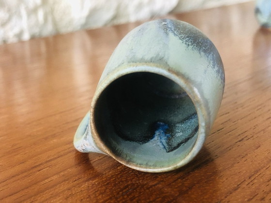 Image 1 of  Jugendstil, geflammtes Steingut Likörservice von Denbac, 7-teilig