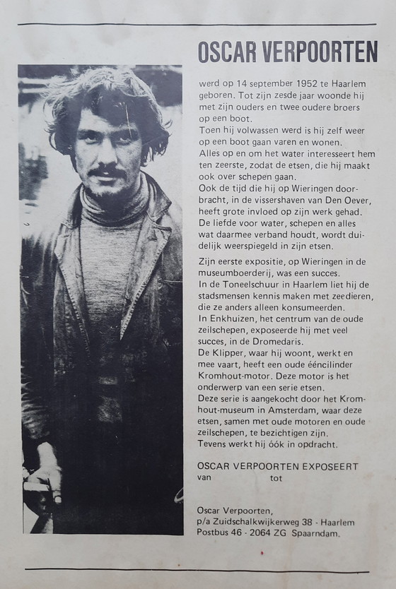 Image 1 of Hölzerne Fischerei Vlet 5/15 - Radierung Oscar Verpoorten - 1980