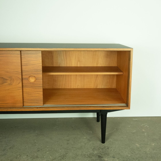 Image 1 of Sideboard, Nussbaum Mit Schwarzer Resopalplatte, 1960Er Jahre