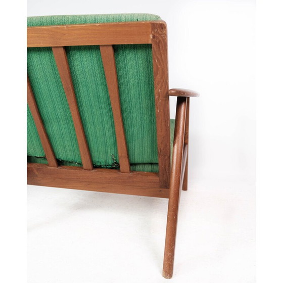 Image 1 of Klassischer dänischer Sessel aus Teakholz und mit grüner Polsterung, 1960er Jahre