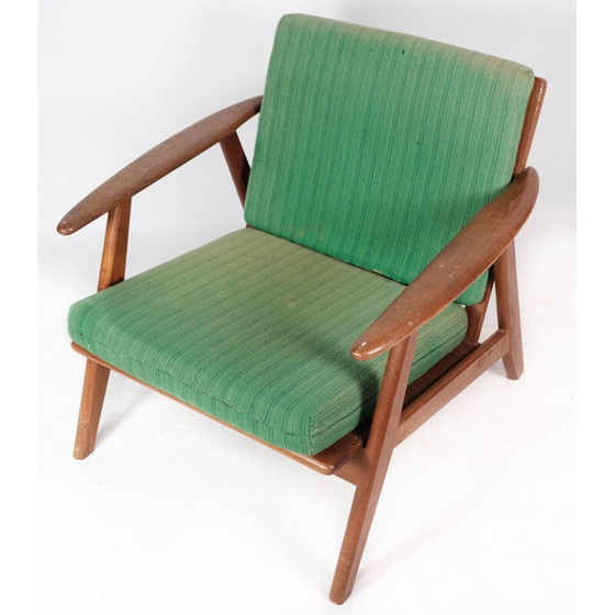 Image 1 of Klassischer dänischer Sessel aus Teakholz und mit grüner Polsterung, 1960er Jahre