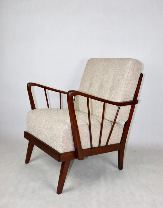 Image 1 of Art Deco Beige Boucle Loop Sessel, 1960er Jahre