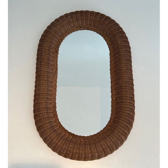 Image 1 of Ovaler Spiegel aus Rattan, 1970