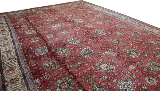Original Handgeknüpfter Perserteppich Tabriz 40 Raj Fein Xxl Size 560 X 391 Cm Top Zustand
