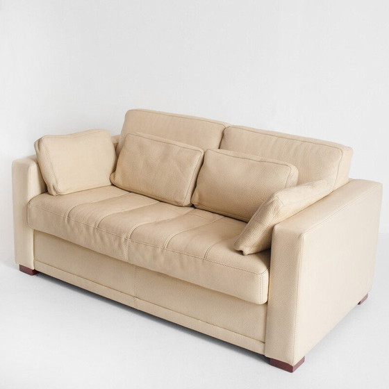 Image 1 of Vintage two-seater sofa in full-grain leather. Bearbeitet von Gerbet Grebot. Frankreich, 1990er Jahre