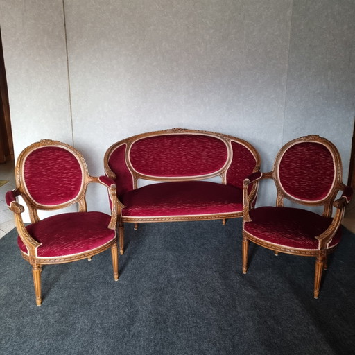 Bank Korb Und 2 Fauteuils Style Louis Xvi