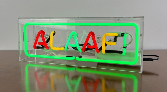 Image 1 of Neonlichtzeichen 'Alaaf' rot/gelb, nach 2020