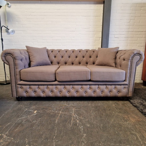 Chesterfield 3-Sitzer Sofa - Stoff Bahama03 Pitch