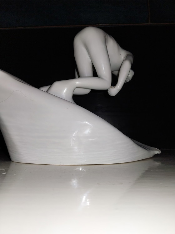 Image 1 of Porzellan -Skifahrer von Royal Dux. (Pole fehlen)