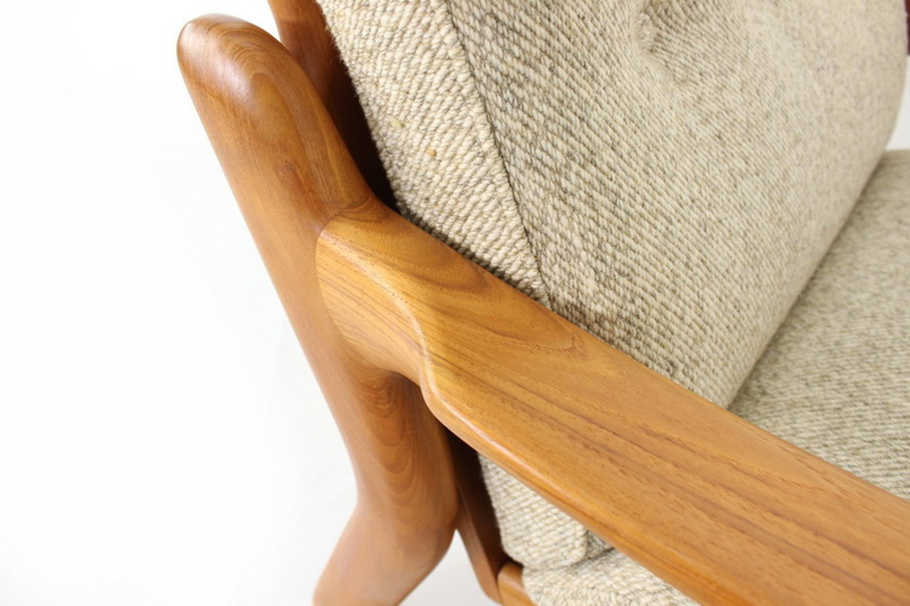 2x Komfort Denmark Lounge Chair Mid-Century Danish Teak Lounge Chair / Sessel with virgin wool