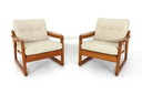 2x Komfort Denmark Lounge Chair Mid-Century Danish Teak Lounge Chair / Sessel with virgin wool