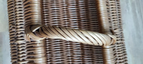 Image 1 of Weidenkamin Korb Baguette lesen Zeitung Katze