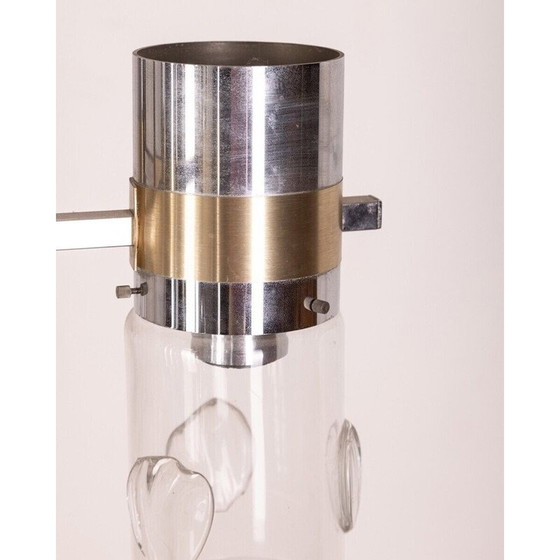 Image 1 of Vintage-Kronleuchter aus verchromtem Metall und Glas von Gaetano Sciolari, 1970