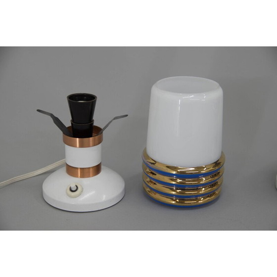 Image 1 of Paar alte Tischlampen aus Glas und Metall, Tschechoslowakei 1970