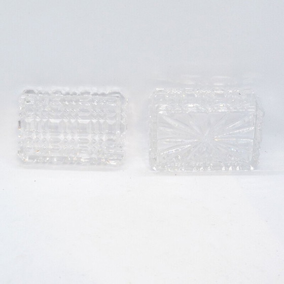 Image 1 of Aschenbecher aus Kristall mit Zigarettenetui von Julia Glassworks, Polen 1980