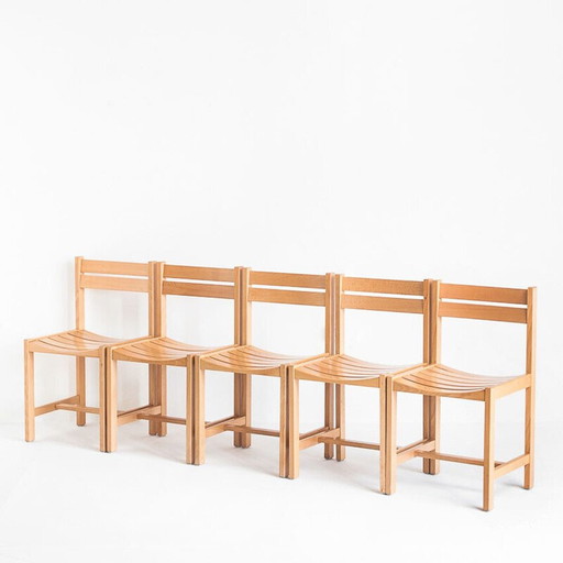 Set aus 10 Vintage-Stühlen aus massiver Buche von André Sornay, Frankreich, 1960 – eetkamerstoelen, Wood (photo 2 of 13)