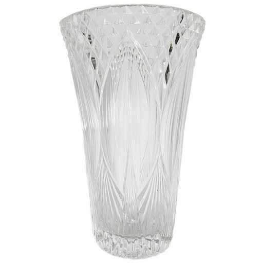 Vintage Kristallvase Art Deco Motive 1950er Jahre