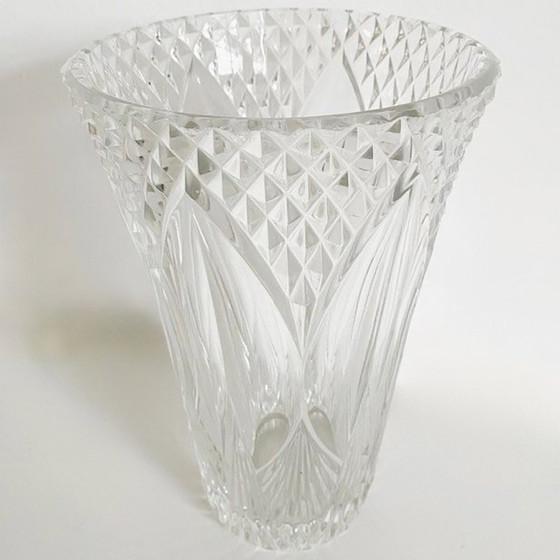 Image 1 of Vintage Kristallvase Art Deco Motive 1950er Jahre