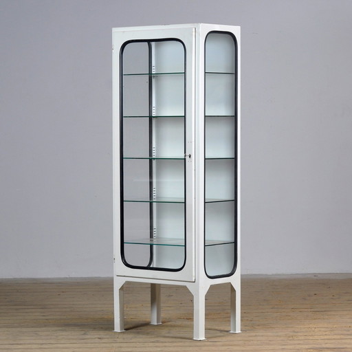Vintage Eisen und Glas medizinischen Schrank, 1970'S