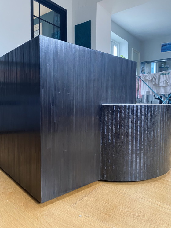 Image 1 of Couchtisch Eiche Intarsien Aus Stroh