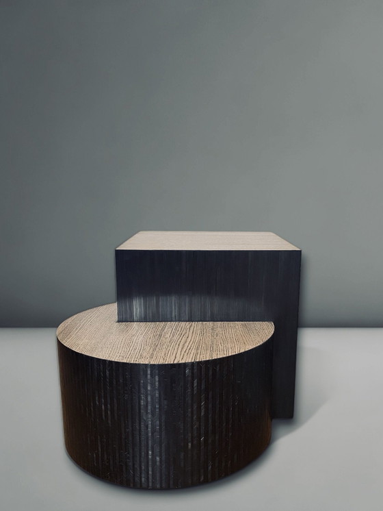 Image 1 of Couchtisch Eiche Intarsien Aus Stroh